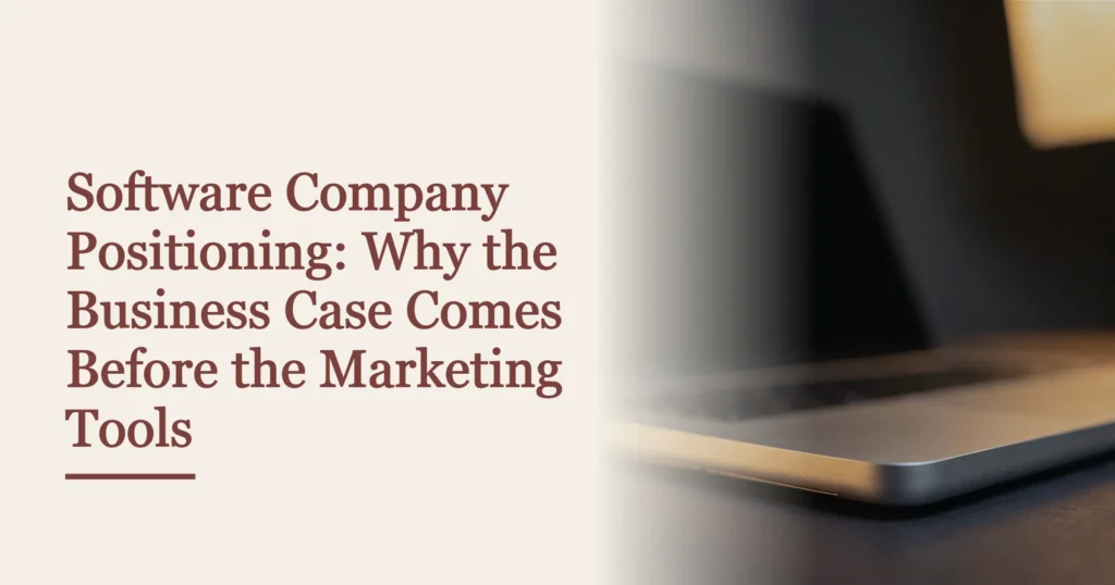 Cover reading Software Company Positioning: Why the Business Case Comes Before the Marketing Tools, beside the approved library plate