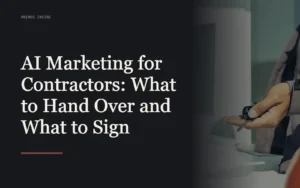 Cover titled AI Marketing for Contractors beside a contractor holding truck keys at a desk