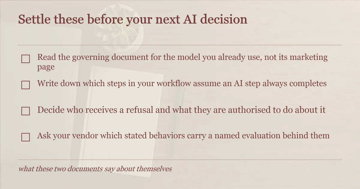 Checklist of four AI governance steps to settle before your next model decision